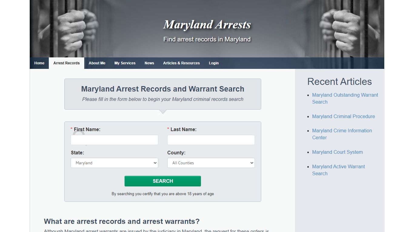 Maryland Warrants and Arrest Records Search - Maryland Arrests